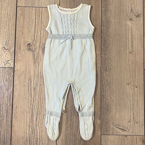 Tommy Hilfiger New Without Tags Knitted Light Blue One Piece Romper Size 6-9 Mos - Picture 1 of 10